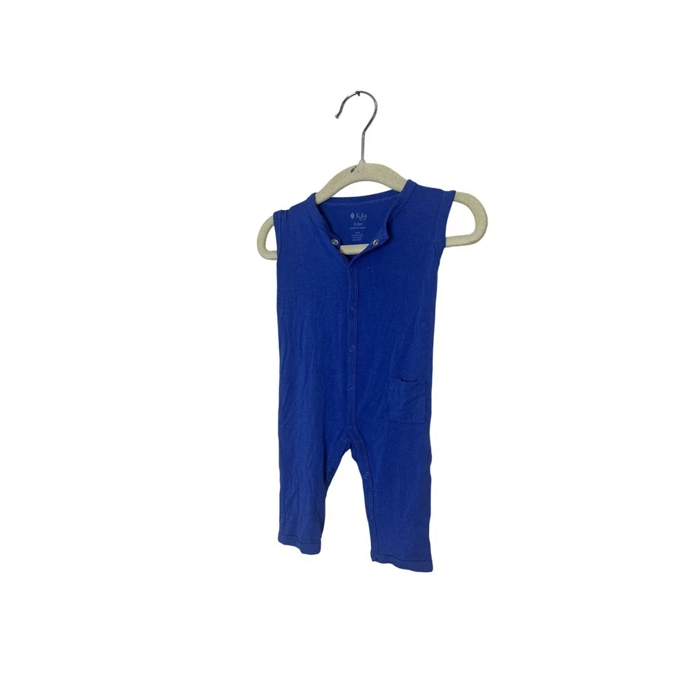 Kyte Baby Romper Baby Boys 0-3 Months Blue Solid Jersey Sleeveless One Piece